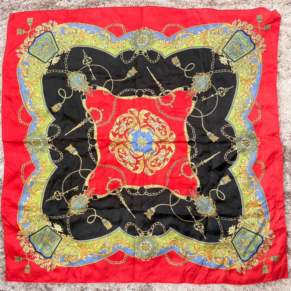 Huge Vintage Silk Scarf 35”x35”